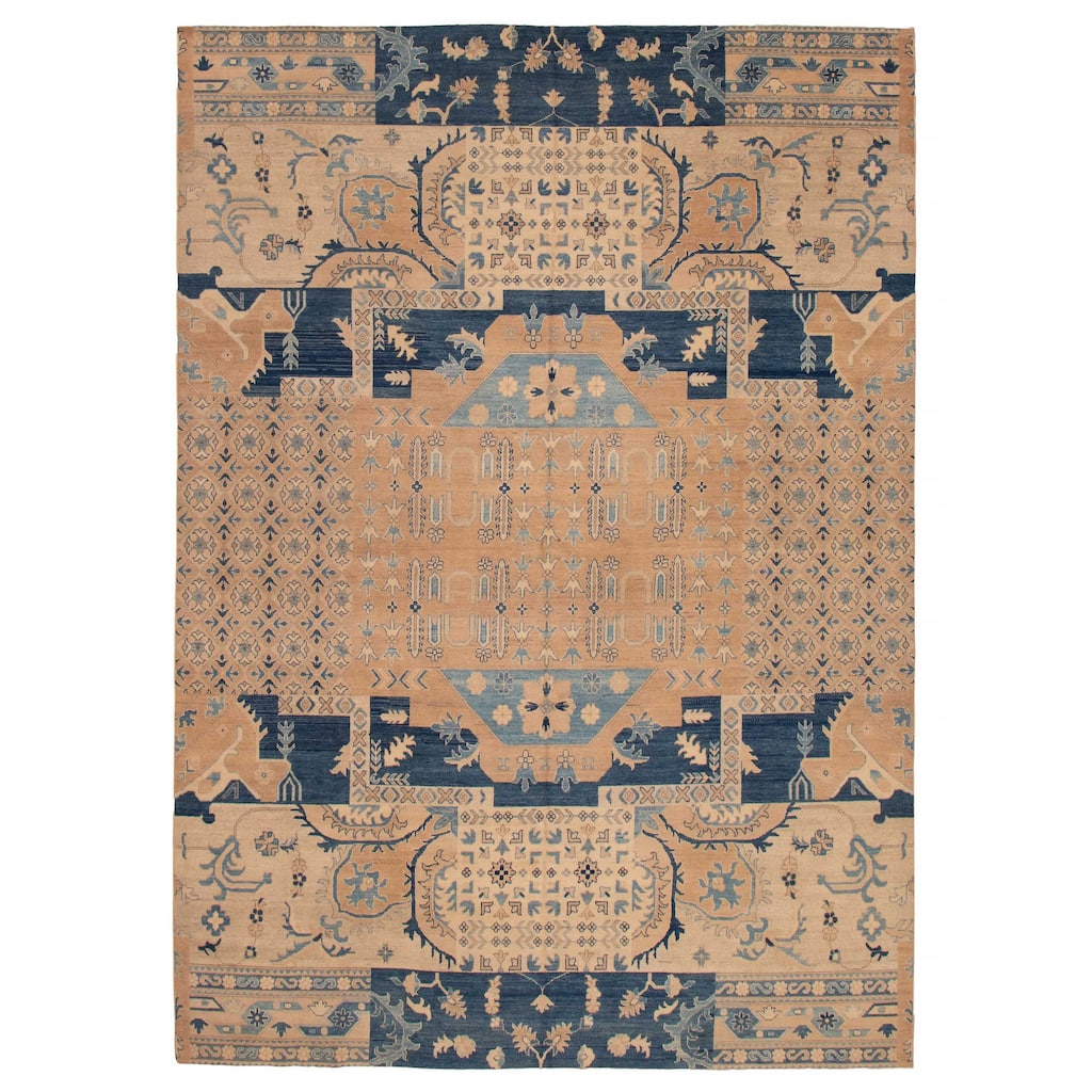 ECARPETGALLERY Hand-knotted Finest Ghazni Tan Wool Rug - 9'7 x 13'4