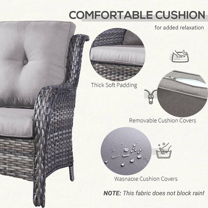 Pocassy Outdoor Loveseat Sofa 2-Seat PE Rattan