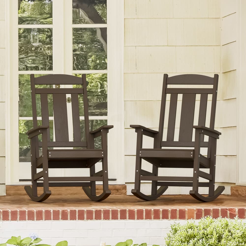 Eco-Friendly Plastic Outdoor Adirondack Rocking Chairs For Porch Set of 2