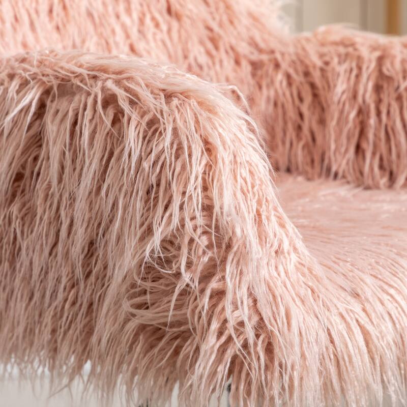 Fluffy Faux Fur Office Desk Chair - Modern Swivel Armchair, Soft & Comfy, Elegant Vanity Chair for Makeup, Gift for Girls