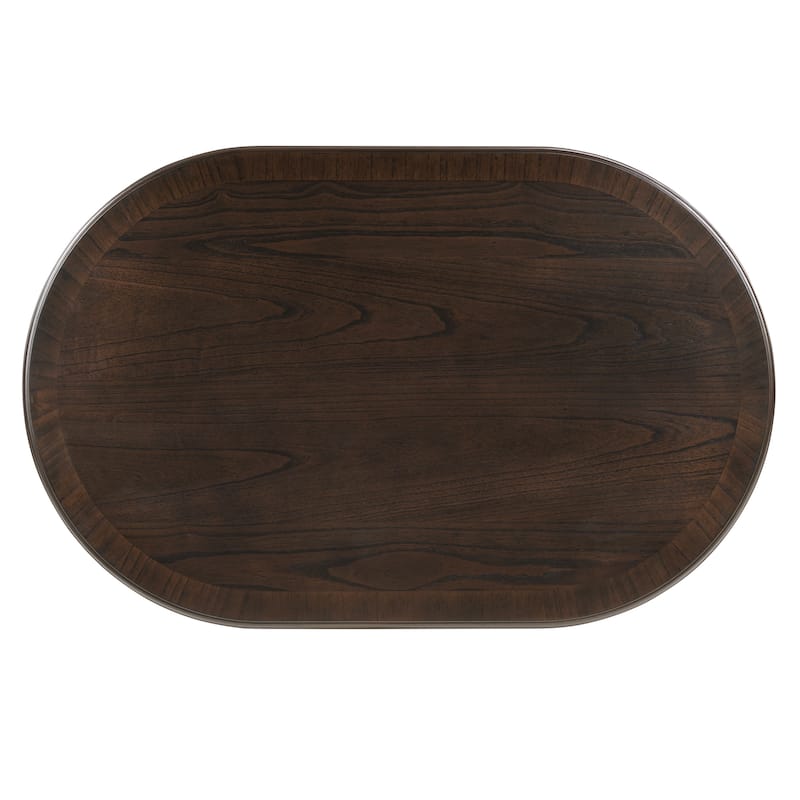 American-style Oval Solid Wood Coffee Table with X-shaped Base