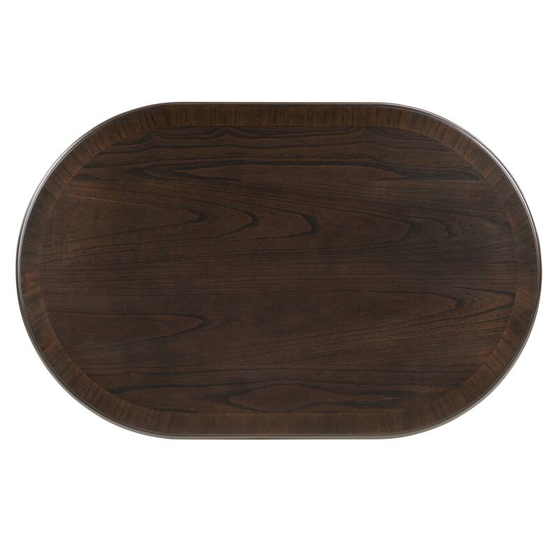 Oval Coffee Table & Round End Tables Set of 3, Retro Wood Table Sets with X-shaped Structure Base and Non-slip Foot Pads