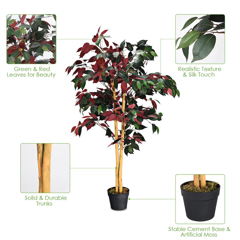 4FT Fake Tree Artificial Greenery Plants Pot Decorative Trees