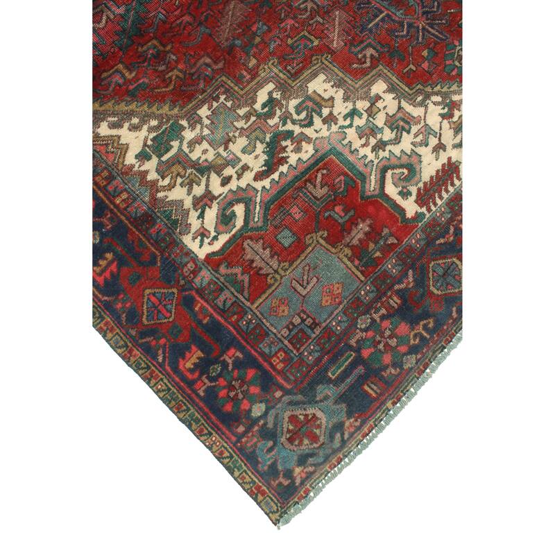 Vintage Distressed Jeanine Red/Navy Rug - 6'10" x 9'3"