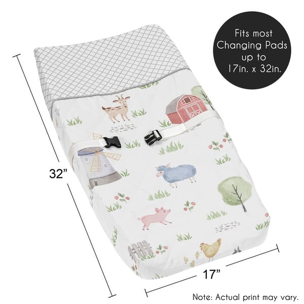 Farm Animals Collection Boy or Girl Changing Pad Cover - Watercolor Farmhouse Lattice Horse Cow Sheep Pig