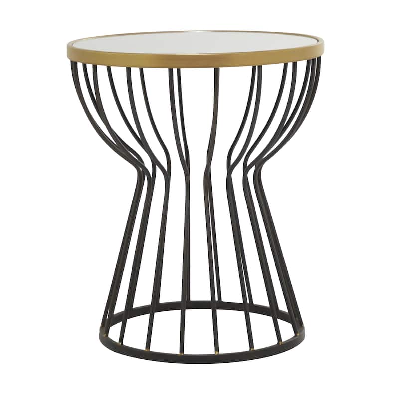 Metal Accent Table with Mirrored Glass Top - Black - Roche River Decor