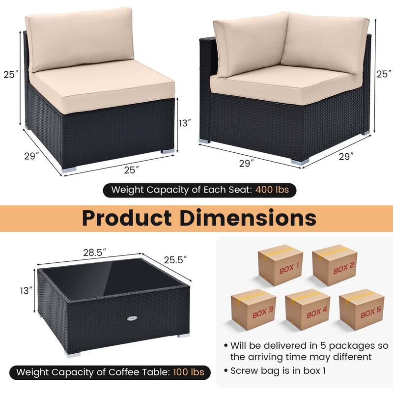 Costway 10 PCS Patio Rattan Furniture Set Outdoor Wicker Sofa Table - See Details