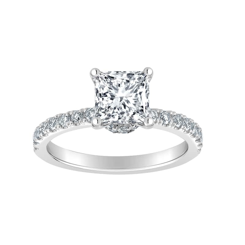 Auriya 14k-White Gold Lab Grown Ribbon-Halo Princess Diamond Engagement Ring 2.00ct. tw. (G-H VS) - 5