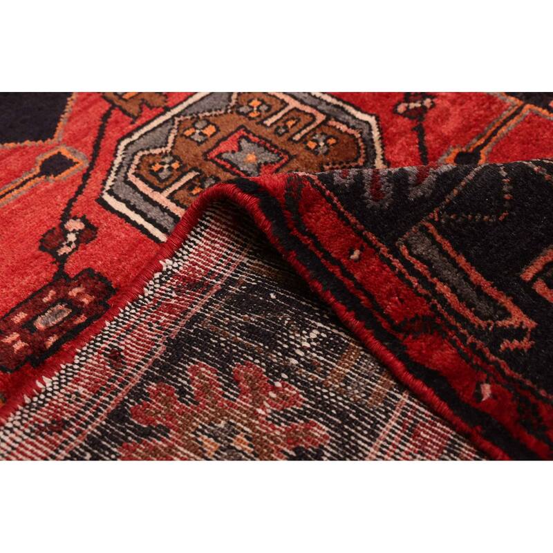 ECARPETGALLERY Hand-knotted Anadol Dark Navy, Red Wool Rug - 3'7 x 10'0