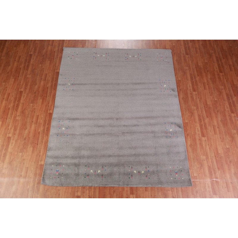 Hand Knotted Oriental 100% Wool Carpet Tribal Tribal Greys & Charcoal Gabbeh Area Rug - 10' 0'' X 8' 1''