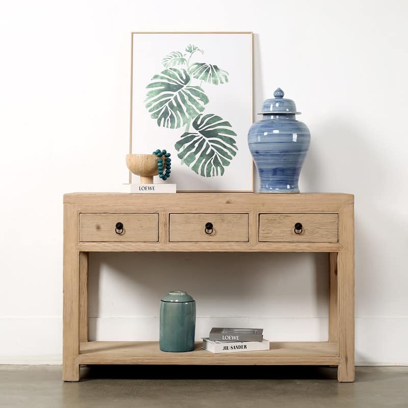 Capri 3 drawers sideboard weathered natural pinewood 51 inches