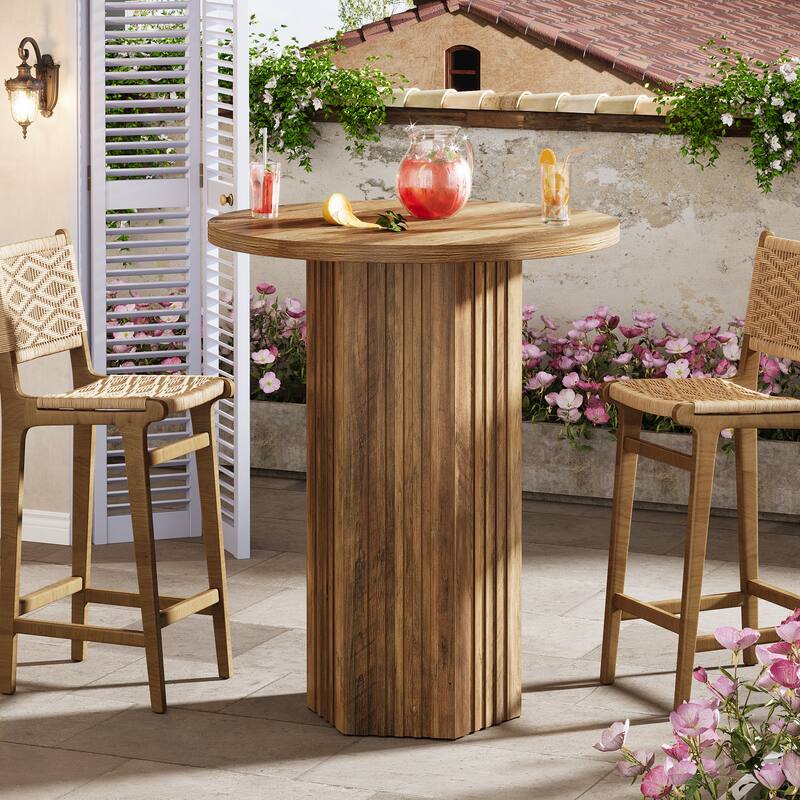 39.6" H Round Bar Table, Farmhouse High Top Bistro Pub Table