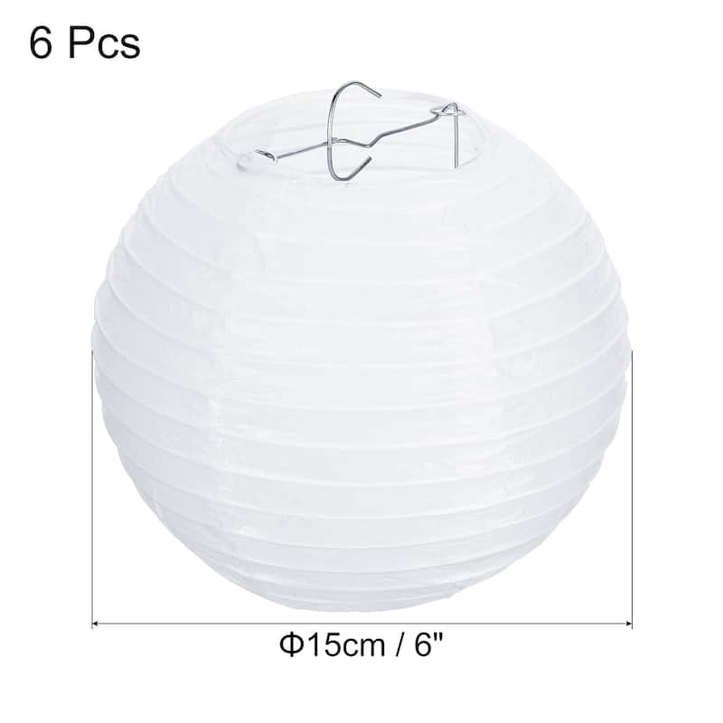 6pcs 6 Inch Folding Hanging Paper Lanterns for Wedding Home Party - White