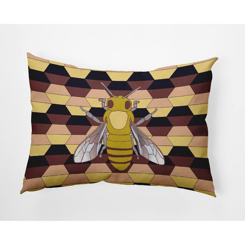 Bee and Comb Indoor/Outdoor Throw Pillow - Hoisin - 14" x 20"
