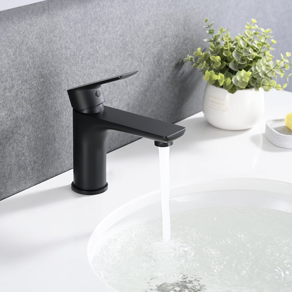 Single Handle Bathroom Sink Faucet with Ceramic Valve Core and Aerator, Rust Proof, Anti Fingerprint, Splash Proof, Silent