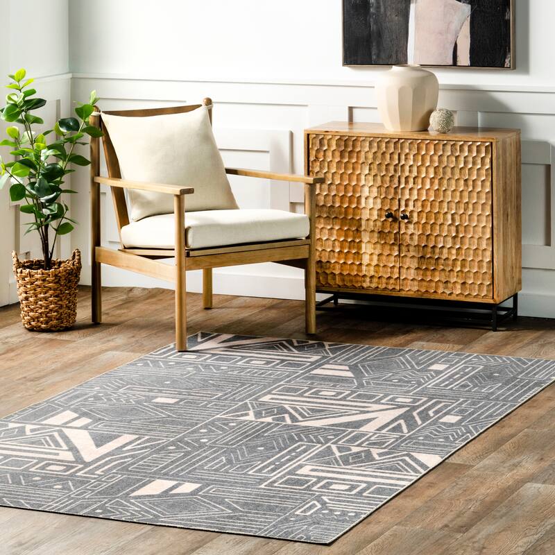 Nuloom Hedy SpinClean Geometric Machine Washable Area Rug