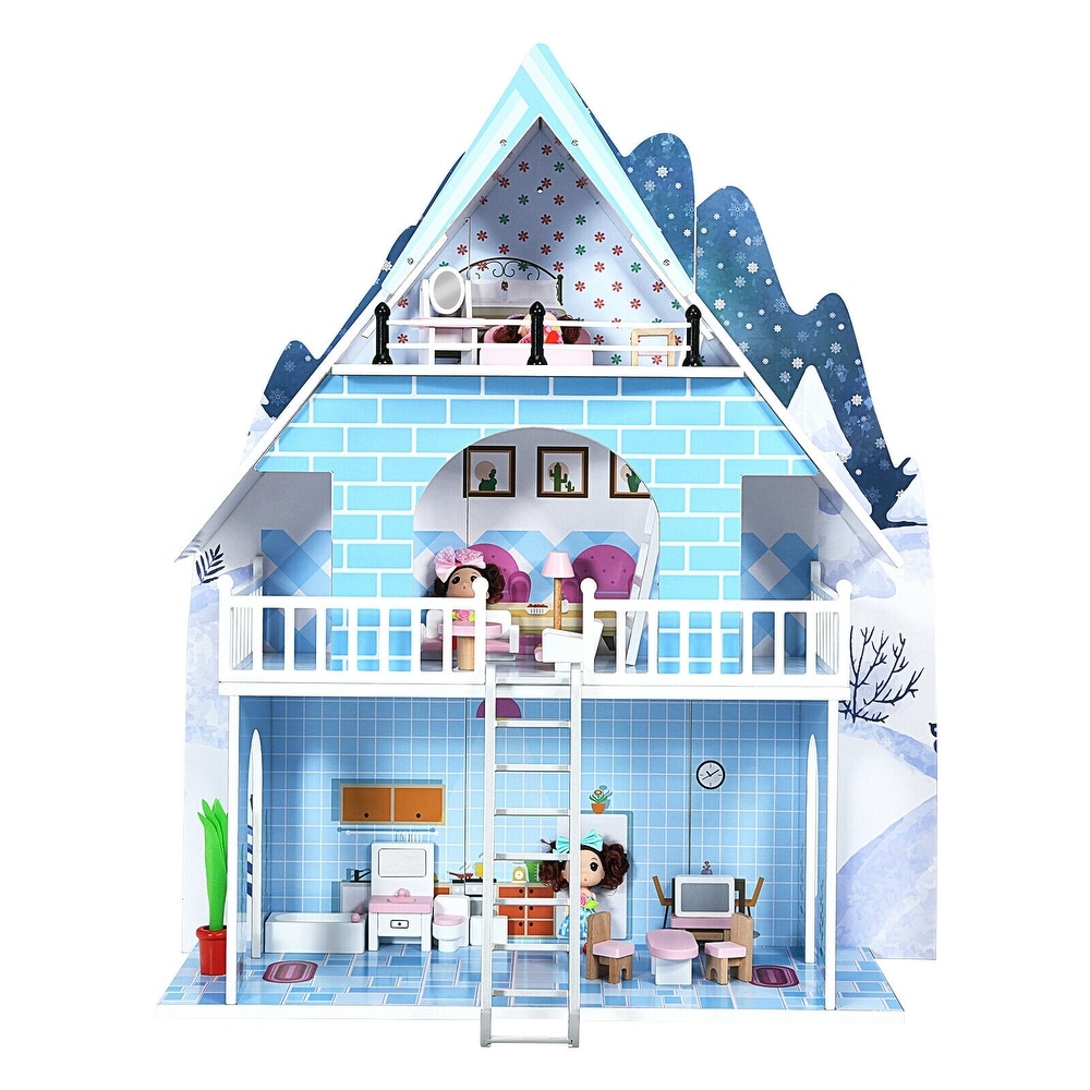 Lil Jumbl Wooden Doll Houses, Large Doll House Set With 17 Accessories :  Target