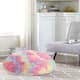 Tempo Home Polar Pouf - Oversized Faux Fur Round Floor Cushion - Rainbow
