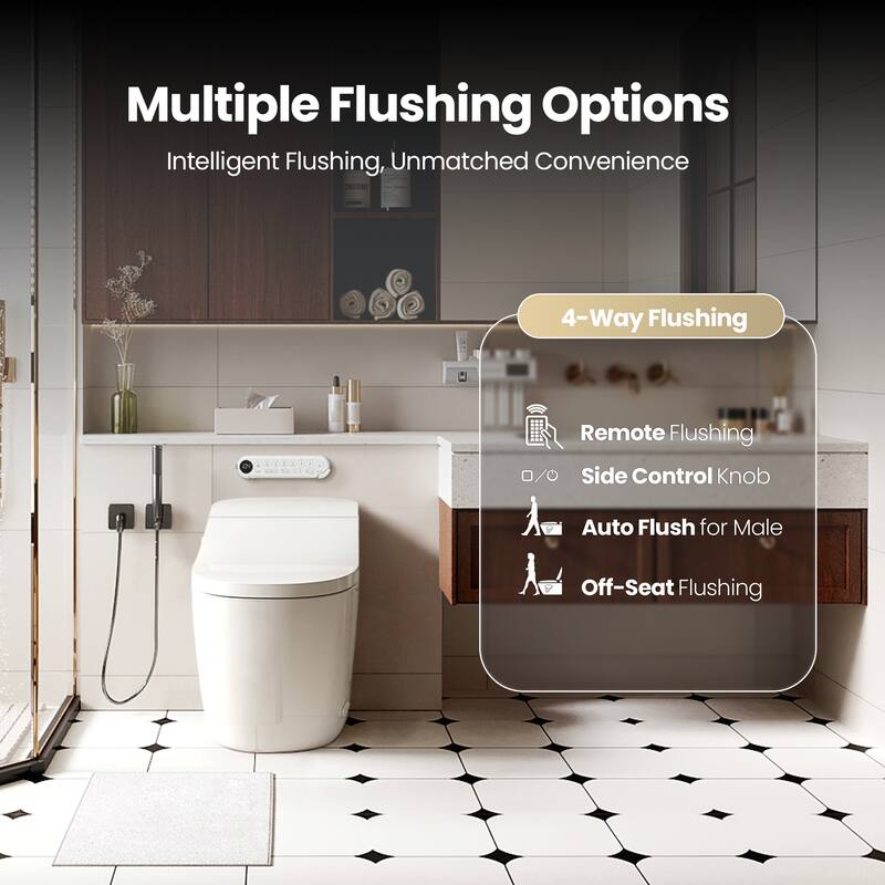 Vittuone Smart Bidet Toilet Combo with Clean Foam Shield Splash Proof,Uv Sterilization,Aroma Diffuser,Foot Sensor Operation