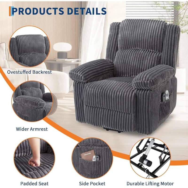 Electric Power Lift Recliner Sofa Chair, Heat and Massage for Living Room, Bedroom