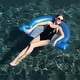 preview thumbnail 2 of 4, 45.5" Inflatable Blue Swimming Pool Mesh Sling Chair Pool Float