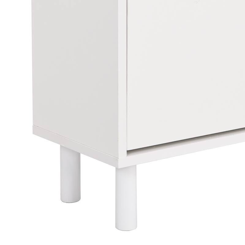 Sleek Narrow Shoe Cabinet with Adjustable Shelves & 3 Flip Drawers, Wood Grain Finish for Entryway Storage