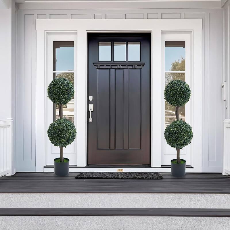 Artificial Boxwood Ball Topiary Trees Set of 2