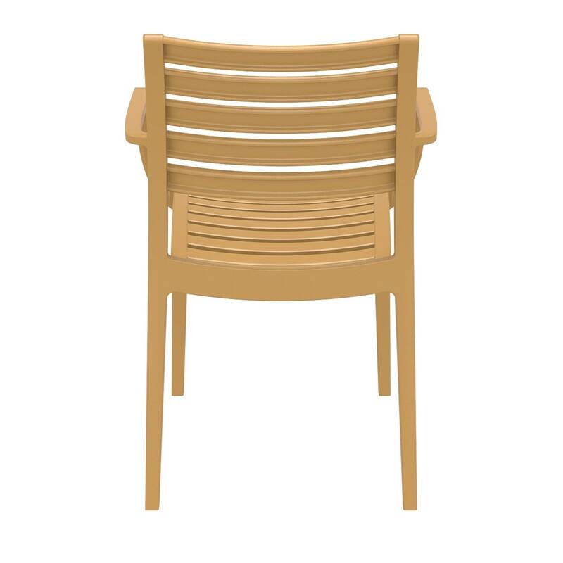 33" Teak Brown Stackable Outdoor Patio Dining Arm Chair