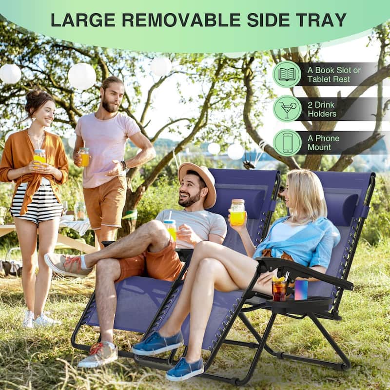 Zero Gravity Chairs Set of 2, Zero Gravity Lounge Chair, Reclining Patio Chairs Folding Recliner for Indoor and Outdoor