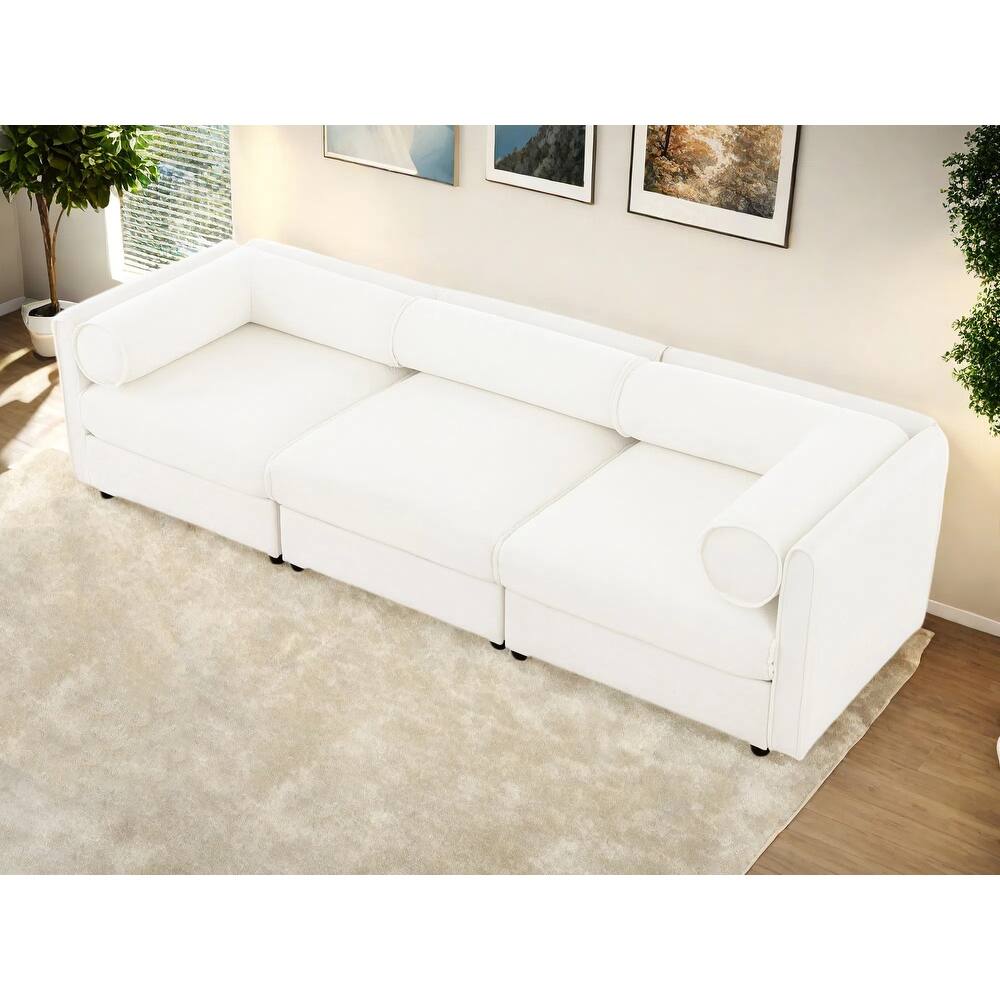 109" Chenille Upholstered 3-Seater Modular Sectional Sofa with Storage Seat, DIY Combination