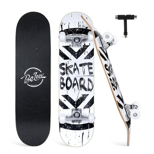 31 x 8 inch Complete Skateboard for Kids Teens Adults
