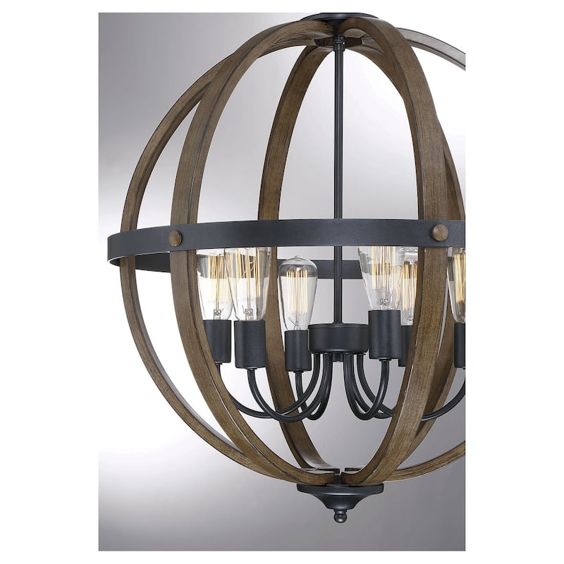 Trade Winds Lighting 6-Light Pendant Light In Wood And Black