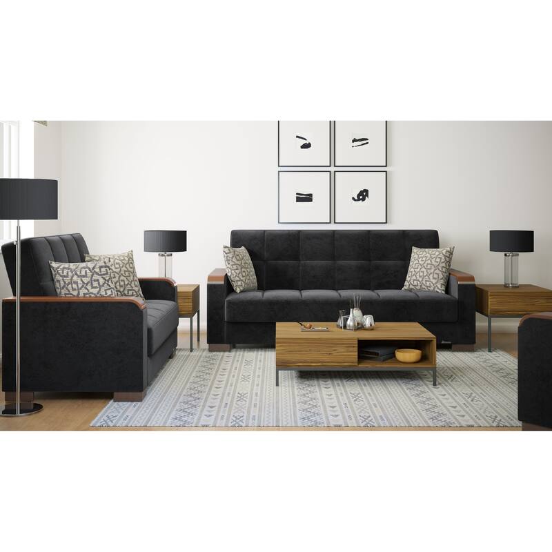 Collection Upholstered Convertible Loveseat With Storage