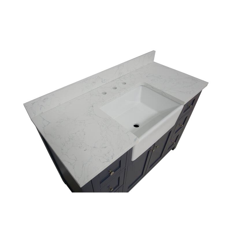 KitchenBathCollection Yorkshire 48" Farmhouse Bathroom Vanity with Engineered Marble Top