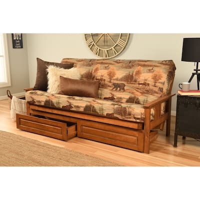 Somette Monterey Sofa in Barbados Finish with Storage and Removable Printed Mattress Cover