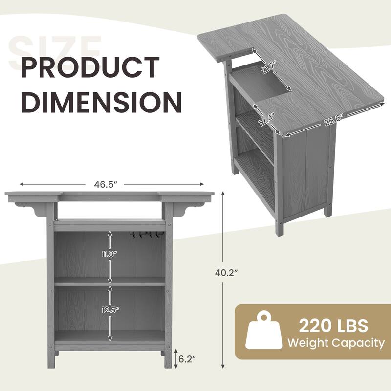 HDPE Indoor/Outdoor Bar Table with Storage Shelves