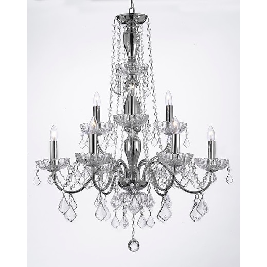 Elegant Crystal Chandelier Lighting 9 Light Fixture