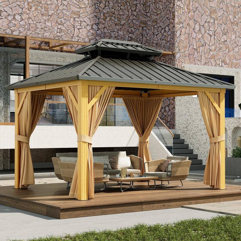 10X10FT,10X12FT,10X13FT,12X14FT,12X20FT Outdoor Galvanised Steel Hardtop Gazebo