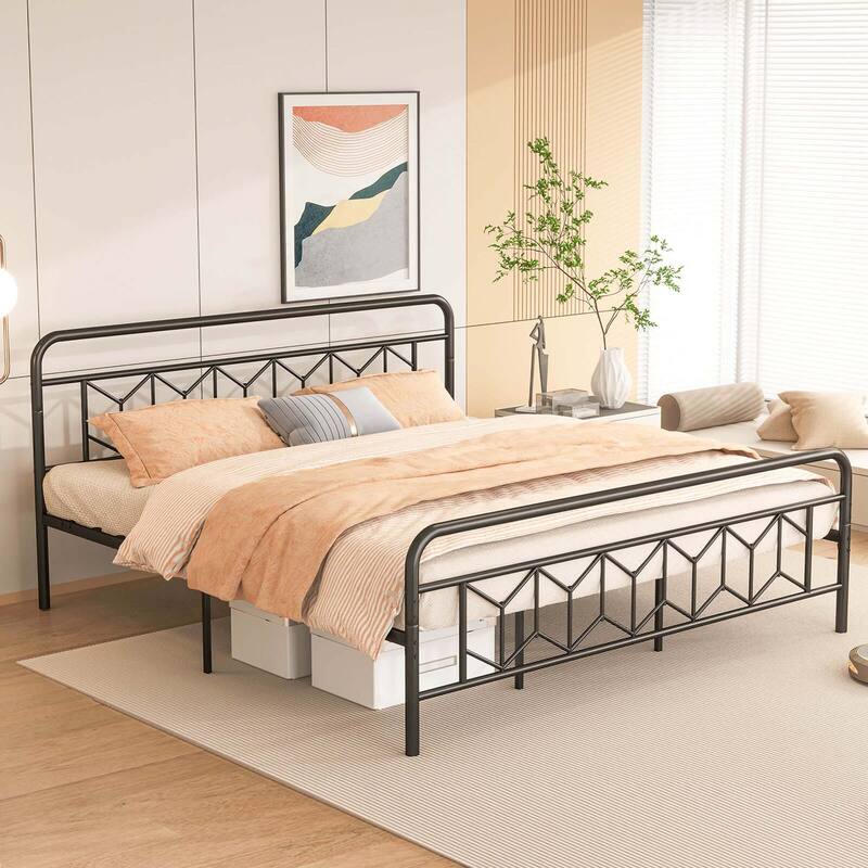 Costway Twin/Full/Queen/King Size Bed Frame Mattress Foundation with - King