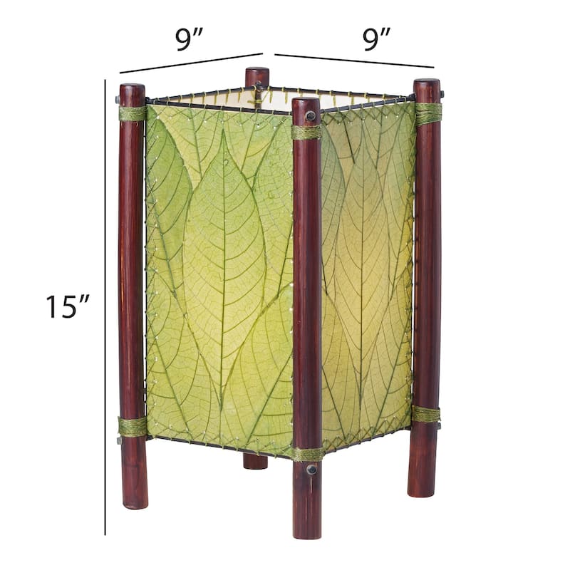 Eangee Handmade Fortune Table Lamp, Cocoa Leaves Shade, 9 x 9 x 15 in.