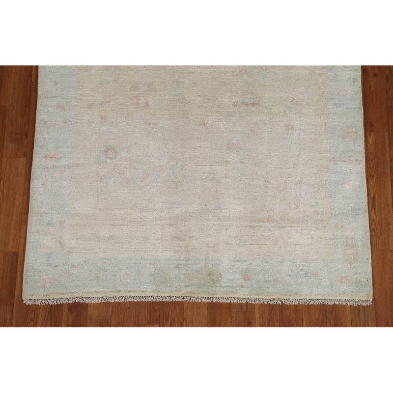 Hand Knotted Oriental 100% Wool Carpet Traditional Geometric Beige & Ivories Art Deco Area Rug - 4' 11'' X 4' 0''