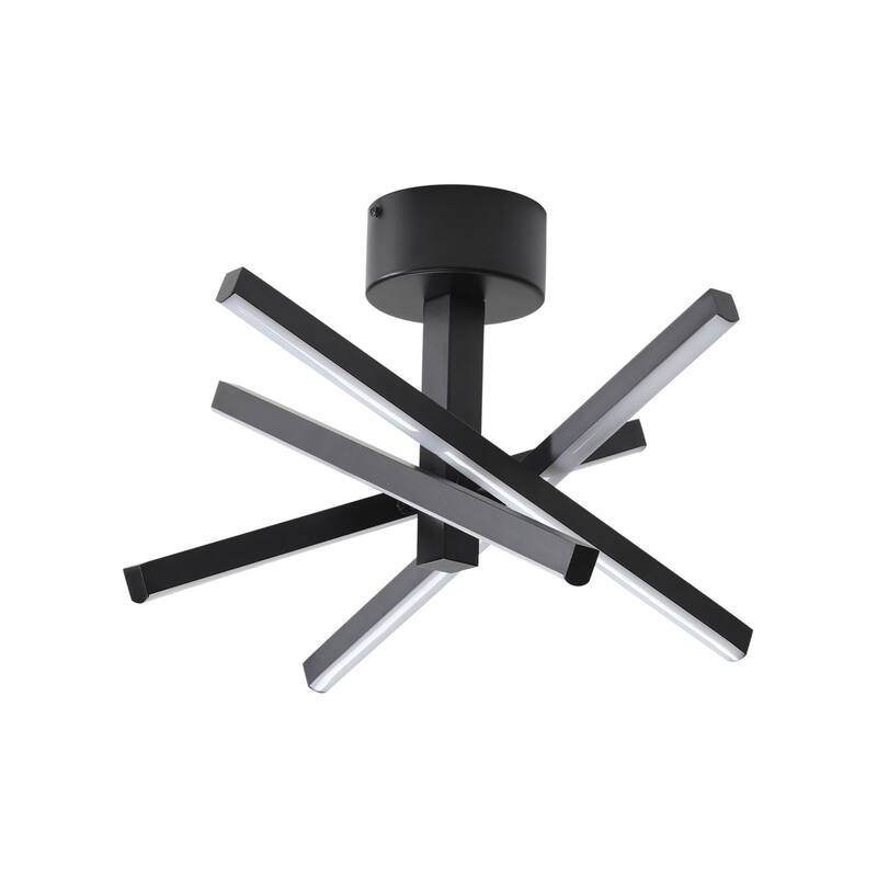 Oaks Aura LED Dimmable Semi-Flush Mount Ceiling Light, Modern Industrial Line Shape Design Kitchen Island Pendant Light