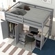 preview thumbnail 3 of 24, Full Size Loft Kids Bed Frame with Wardrobe, Desk, Drawers & Open Storage - Space-Saving Design for Bedroom, Easy Assembly, Grey