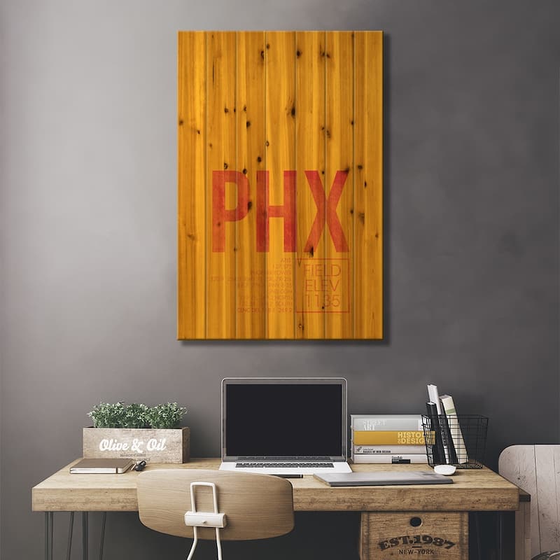 Phoenix Sky Harbor Print On Wood by 08 Left - Multi-Color