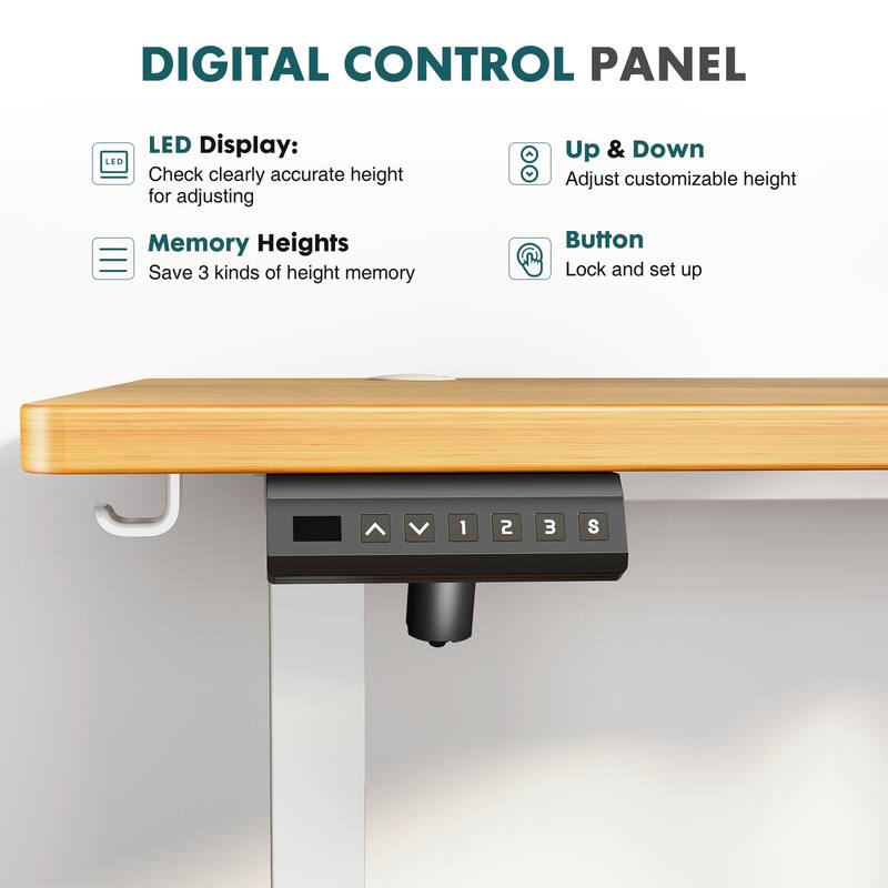 Electric Standing Desk - Adjustable Height Computer Workstation with Memory Settings for Home Office, Gaming & Study