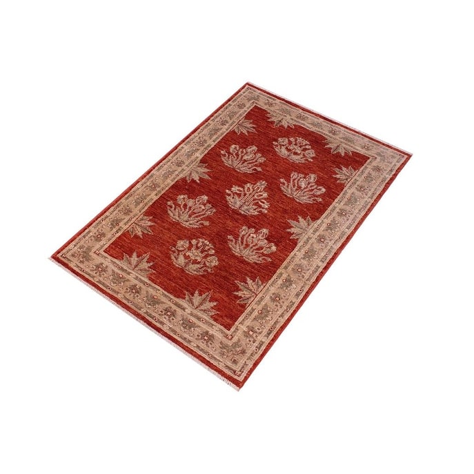 Oriental Ziegler Roma Red Tan Hand-Knotted Wool Rug - 3'2'' x 5'0''