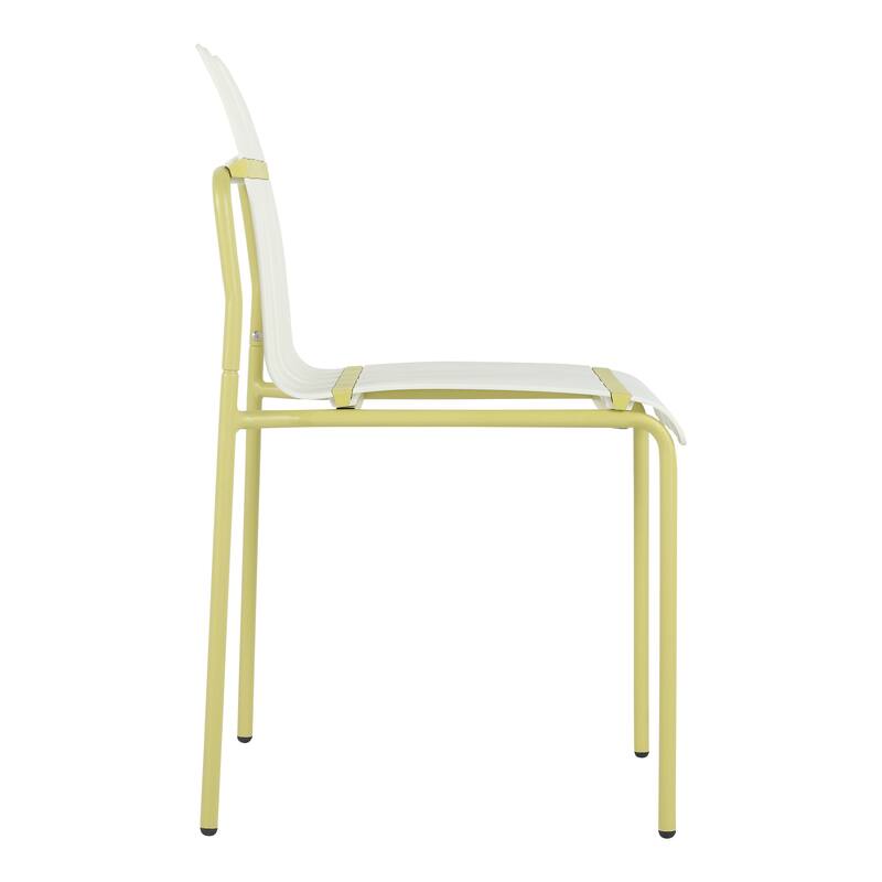 4-Pack Modern Striped Color Block Chairs - Waterproof PP Seat & Sturdy Metal Legs, Indoor/Outdoor Dining Set for Patio, Balcony
