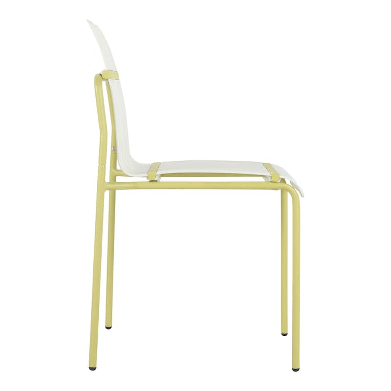 4-Pack Modern Striped Color Block Chairs - Waterproof PP Seat & Sturdy Metal Legs, Indoor/Outdoor Dining Set