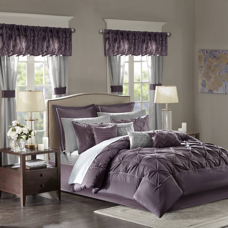 Madison Park Essentials Loretta Plum 24-piece Room in a Bag