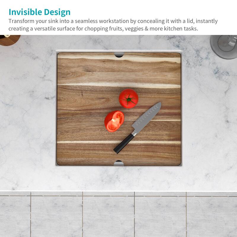 Undermount Kitchen Sink With Folding Faucet and Cutting Board